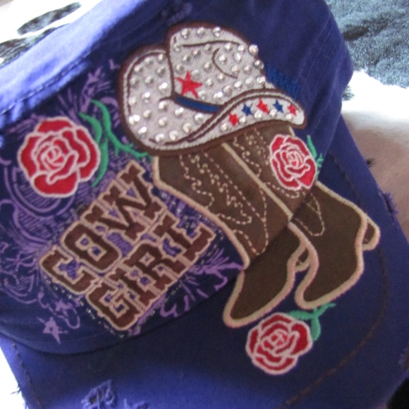LOGA COWGIRL BOOTS , HAT, ROSE & BLING  PURPLE BAS - Picture 2 of 5
